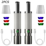 LED-ficklampa med flerfärgade filter – uppladdningsbar USB-C-lampa med camping- och nödbelysningsfunktion Carvallo