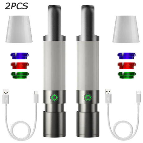 LED-ficklampa med flerfärgade filter – uppladdningsbar USB-C-lampa med camping- och nödbelysningsfunktion Carvallo