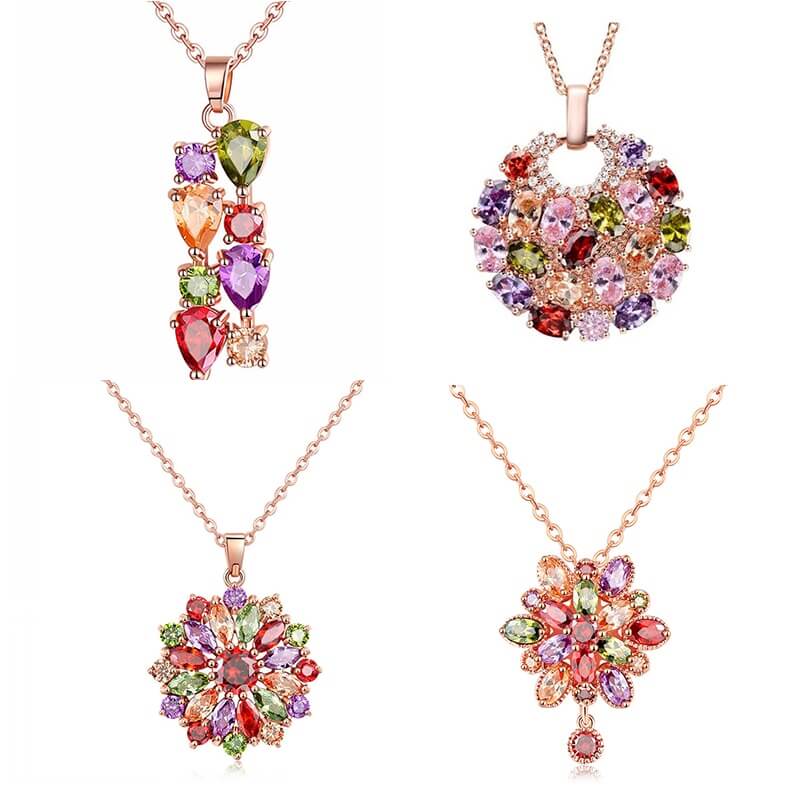Skimrande Zircon Floral Halsband
