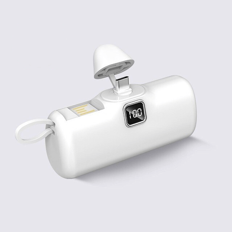 Bärbar Mini Powerbank 5000mAh-Personligt-BB-Vit-Typ C-Hemnix