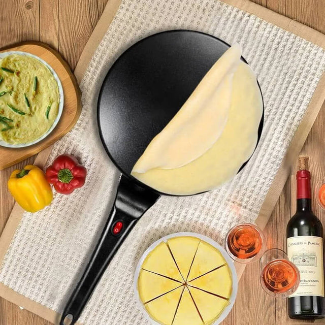 Elektrisk Crêpes- och Pannkaksmaskin – Non-Stick Stekpanna (20 cm) med Temperaturkontroll | För Tortilla, Wraps, Frukost & Tunnbröd-Köksutrustning-BB-Hemnix