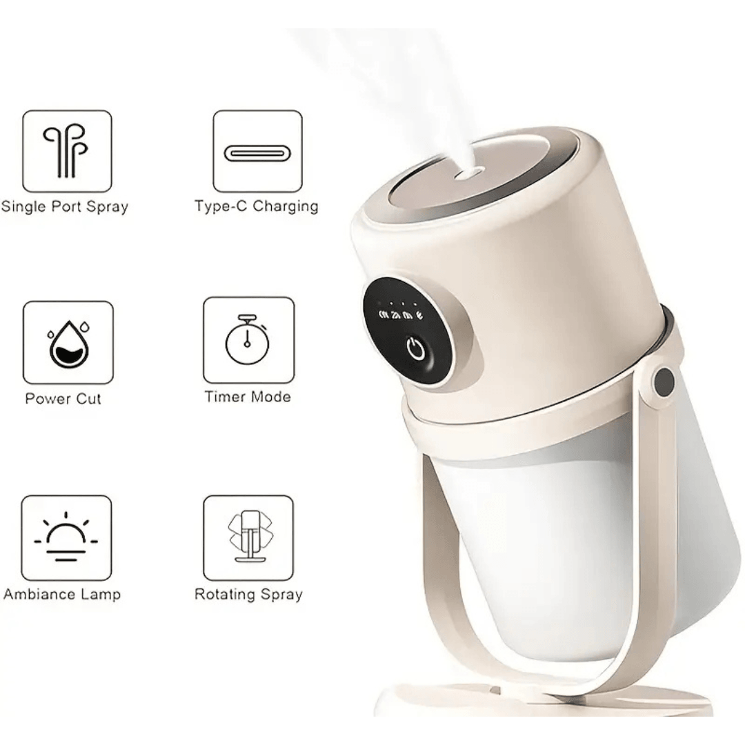 Carvallo USB Luftfuktare | Tyst & Kompakt | Med LED-stämningsljus | För sovrum, kontor & resor Carvallo