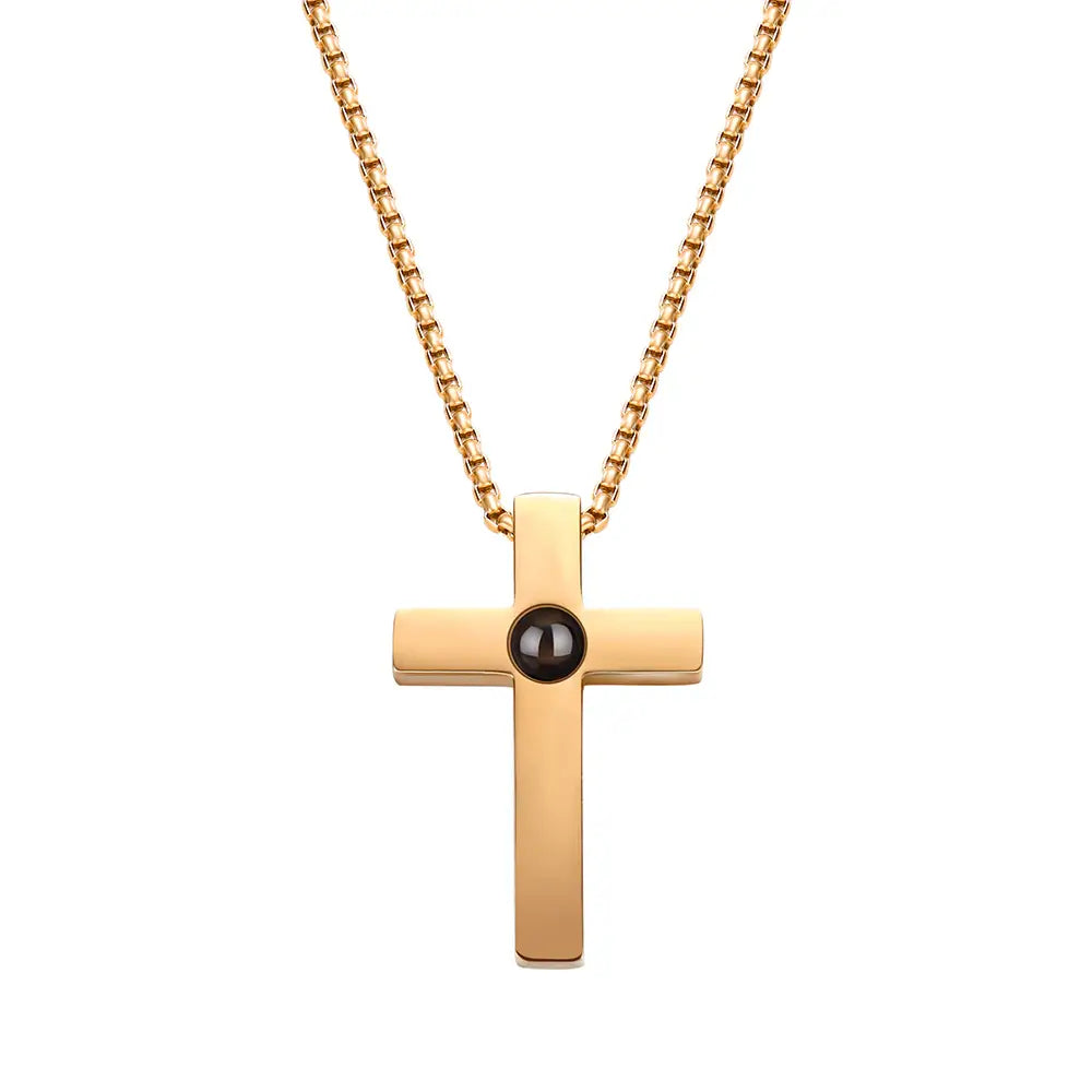 Fotoprojektion Kors Halsband-Jewelry for men-bellasverige-Roséguld-Hemnix