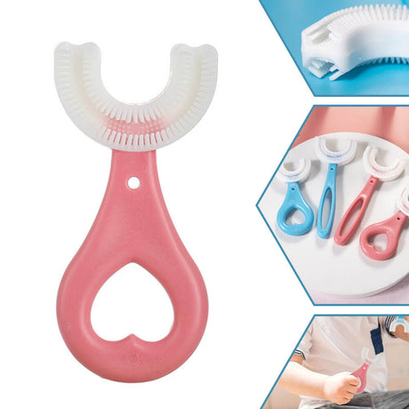 Barn U-format Silikontandborste-Kids-Hemnix-Rosa (För 2-6 år)-Hemnix