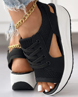 Chic Panelklädda Snörskor Sandaler-Shoes for Women-Hemnix-Hemnix