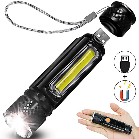 USB Uppladdningsbar Magnetisk Ficklampa – LED Nödbelysning med Magnet och Bärrem Carvallo