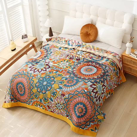 Maroccan Floral Jacquard Cotton Blanket Carvallo