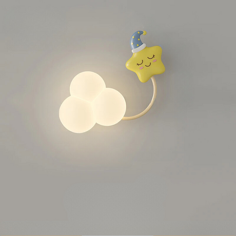 CartoonFlygplan - Barnkammarens Vägglampa med Stjärnor, Regnbåge och Flygplansdesign Carvallo