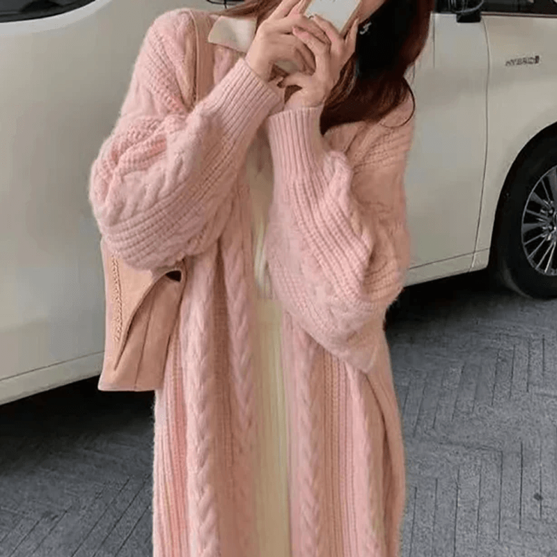 Stickad Löst Sittande Kofta-Personligt-BB-Rosa-Hemnix