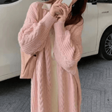 Stickad Löst Sittande Kofta-Personligt-BB-Rosa-Hemnix