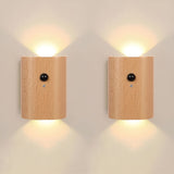 LED vägglampa i trä – Med rörelsesensor & USB | För hall & trappa Carvallo
