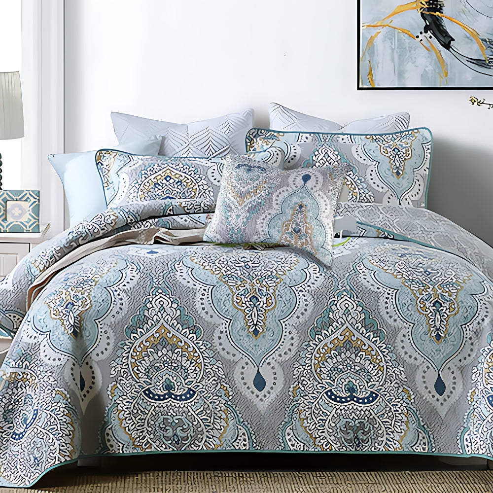 Paisley Aqua Teal Täcke Set Carvallo