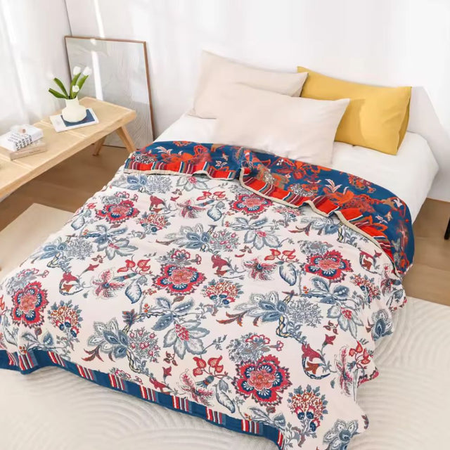 Retro Botanica Bliss Cotton Blanket Carvallo
