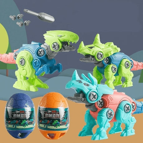 Dinosaurägg Byggsats - Överraskningsägg med Byggklossar, Skruva Isär och Montera Dina Egna Dinosaurier, DIY Blindbox Leksak för Barn-Byggsats-BB-Hemnix