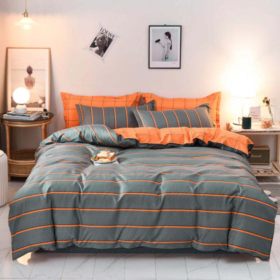 Duvet Cover Set Modern Randig Polyester Sängkläder Carvallo