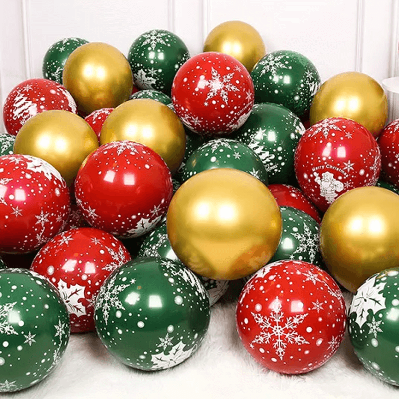 God Jul Ballonger i Flera Färger - Latexballonger Festballonger-Jul-BB-Grön/Röd/Guld (Tryckt)-10 st-Hemnix