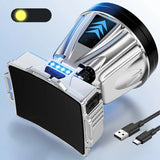 Bredstrålande LED-huvudlampa med powerbank-funktion och USB-laddningsport Carvallo