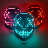 LED Skräckmask för Halloween & Maskerad | Purge-Inspirerad Blinkande Mask med 3 Ljuslägen – Justerbar & Säker EL-Wire Design-Utklädnad-BB-Hemnix