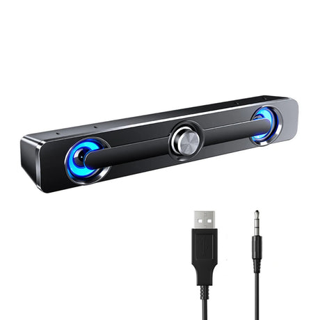 PC Soundbar Högtalare – USB-driven med LED-ljus 3,5 mm jack för Laptop & TV Carvallo