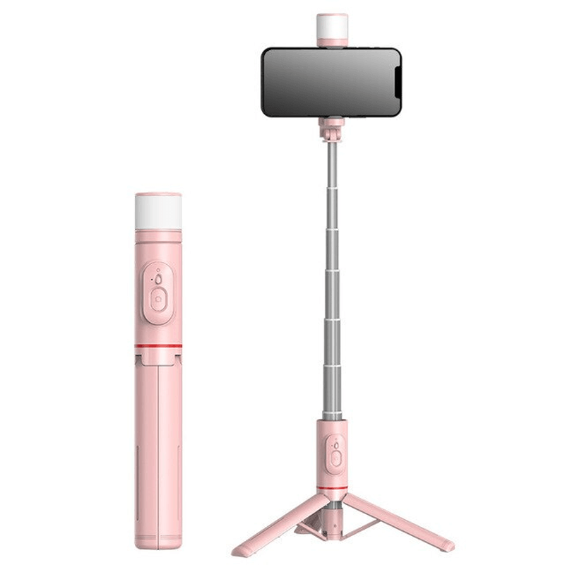 Selfiestick-tripod med Fjärrkontroll-Personligt-BB-Med ljus-Rosa-Hemnix