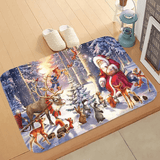 60x40 cm Välkomnande Julmatta i Flanell - God Julstämning, Jultomte, Stjärna, Renar-Jul-BB-Djur med jultomte-Hemnix