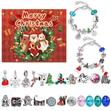 24 Dagar Julens Adventskalender Smyckesask - Berlocksarmband DIY-Jul-BB-Set 1-Hemnix