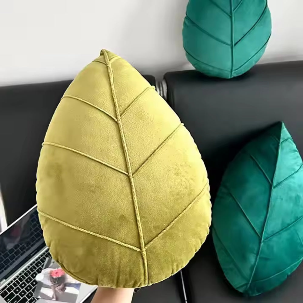 Verdant Flourish Leaf Shaped Cushion Carvallo