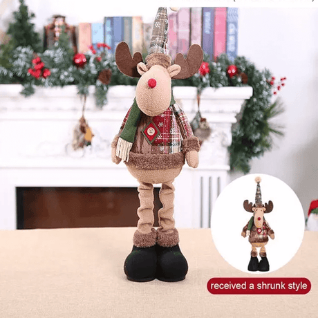 Juldocka Prydnad i Tyg, Med Eller Utan Utdragbara Ben - Juldekoration, Jultomte, Älg, Snögubbe-Jul-BB-Utdragbar docka-Stil A-Hemnix