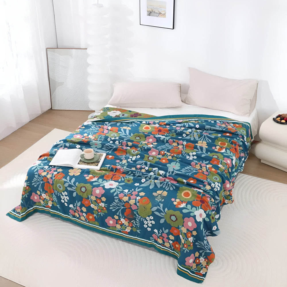 Wildflower Botanical Lykke Cotton Blanket Carvallo