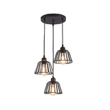 1/3-Ljuskälla Svart Liten Järnbur LED Industriell Stil Retro Kronljusstake Carvallo