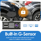 Dash Cam Triple Lens Bilkamera Nattvision Carvallo