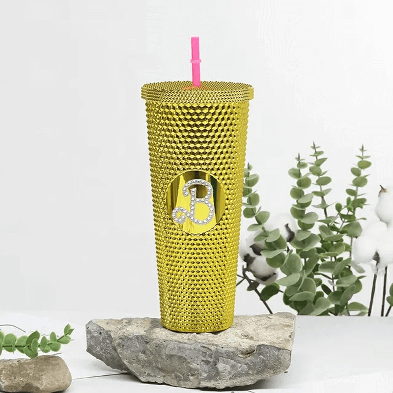 Återanvändbar Mugg med Sugrör 710ml-Personligt-BB-Gul-Hemnix