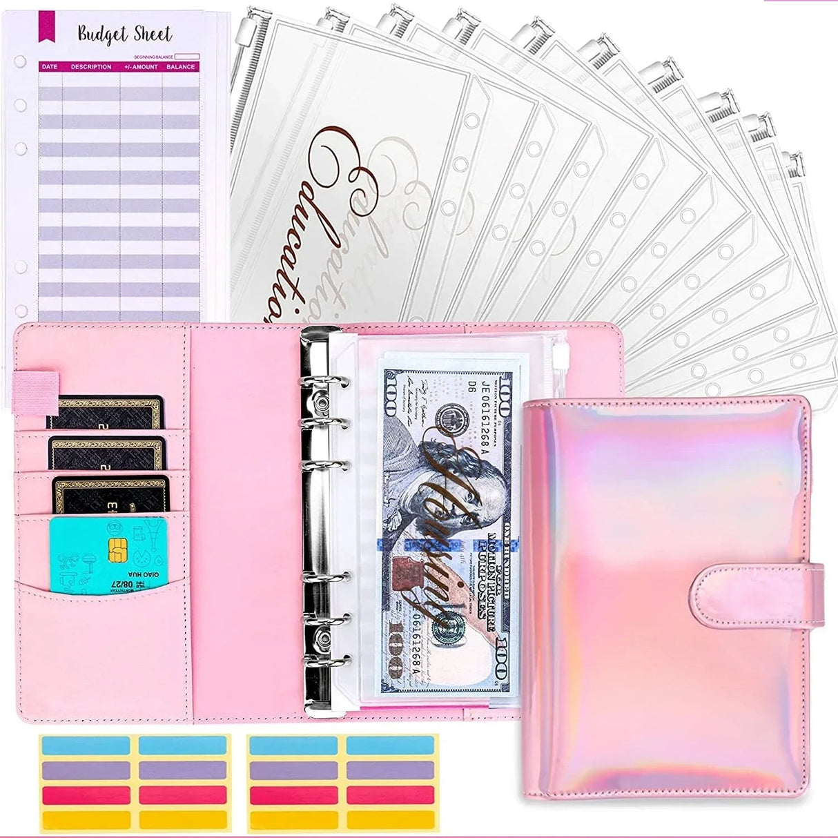 Budgetordner med kontantkuvertssystem och kreditkortsfack Carvallo