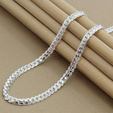 Sterling Silver Platt Kedja Halsband för Kvinnor Carvallo