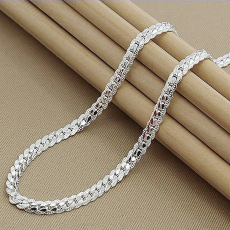 Sterling Silver Platt Kedja Halsband för Kvinnor Carvallo