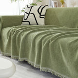 CozyWeave Sofföverdrag i Chenille – Elegant Fiskbensmönster med Dekorativa Tofsar Hemnix