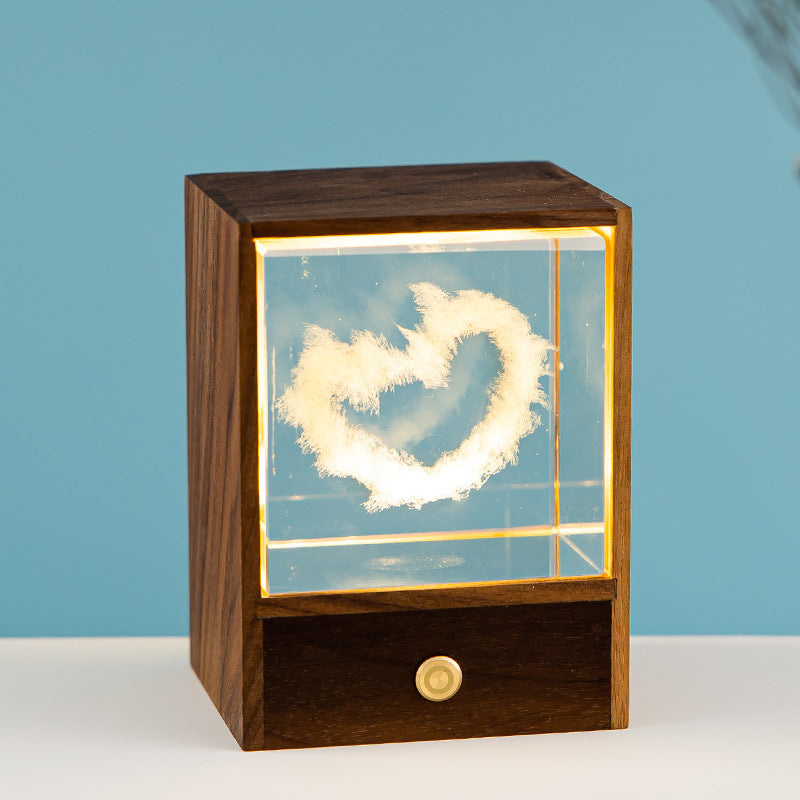 Modern träkub LED-bordslampa – Dimbar Ambient Night Light MILA Sverige