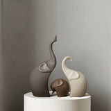 Set med 3 Keramiska Elefantfigurer – Modern Matt Dekoration för Vardagsrum eller Kontor Carvallo