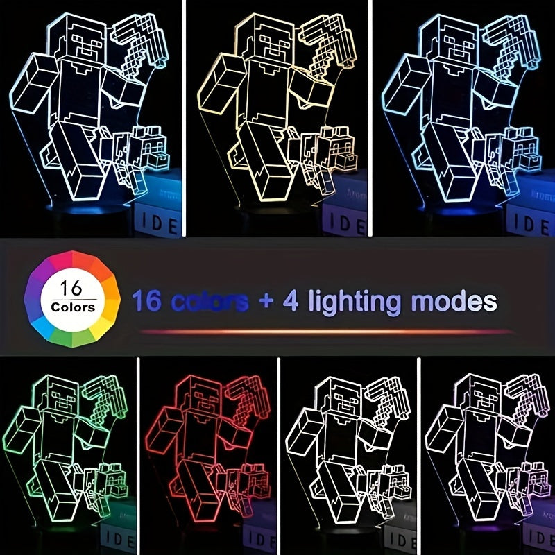 IlluGlow - 3D Nattlampa med 16 Färger och Fjärrkontroll, USB-Strömförsörjning Carvallo