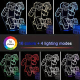 IlluGlow - 3D Nattlampa med 16 Färger och Fjärrkontroll, USB-Strömförsörjning Carvallo