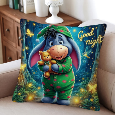 Eeyore Plysch Kuddöverdrag - Lekfullt Tvåsidigt Design med Dragkedja för Vardagsrum och Sovrum Carvallo