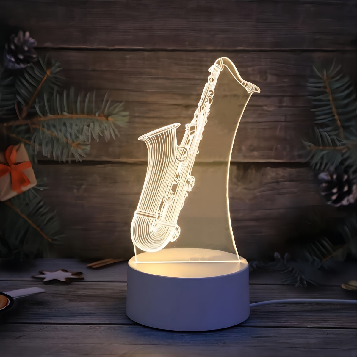 SaxGlow - 3D Saxofon LED Nattljus, USB-Driven Bords- och Lampa Carvallo