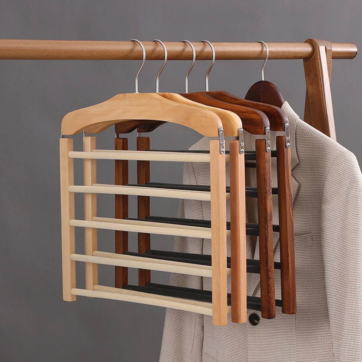 Utrymmesbesparande Trä Multi-Tier Byxor Rack Carvallo