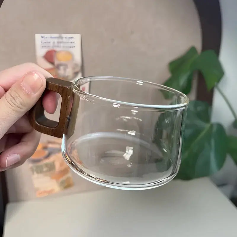 Valmere Artisan Glas Kopp & Fatset – 3 Delar i Glas och Valnöt Hemnix