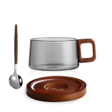 Valmere Artisan Glas Kopp & Fatset – 3 Delar i Glas och Valnöt Hemnix