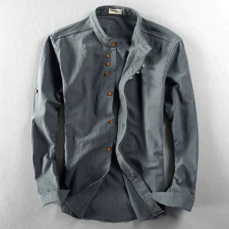 Herrblus Japansk Stil Minimalistisk 100% Bomull-Herrkläder-Bellasverige-Mörkgrå-S-Hemnix