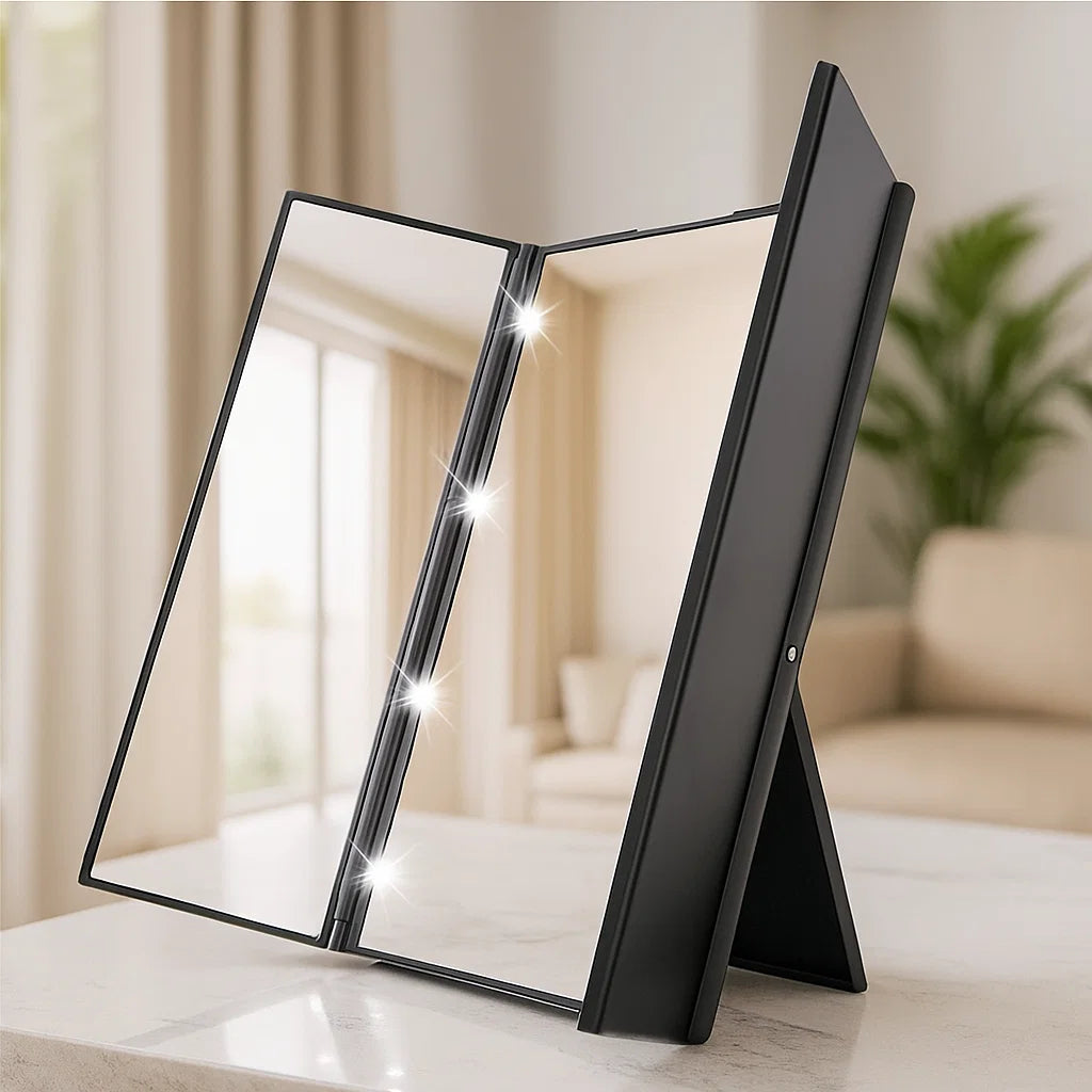 Makeup Spegel med LED-lampor och Trifold Design Carvallo