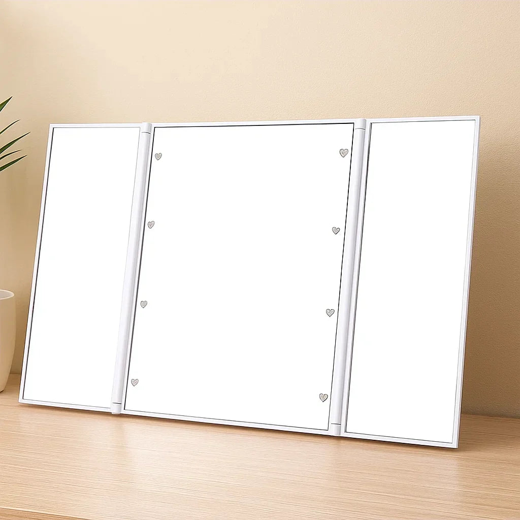 Makeup Spegel med LED-lampor och Trifold Design Carvallo