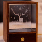 Kreativ Trälåda LED Nattljus Dekorativ Beröringsdämpbar Bordslampa Carvallo