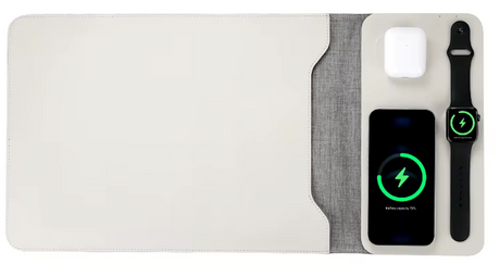 NEXA 4-i-1 Laptopfodral med trådlös laddning-VaruZ-15 & 16 inch-Beige/Dimgrå-(NYHET) 5-i-1 laptopfodral med trådlös ladning (mobil+hörlurar+Apple Watch)-Hemnix